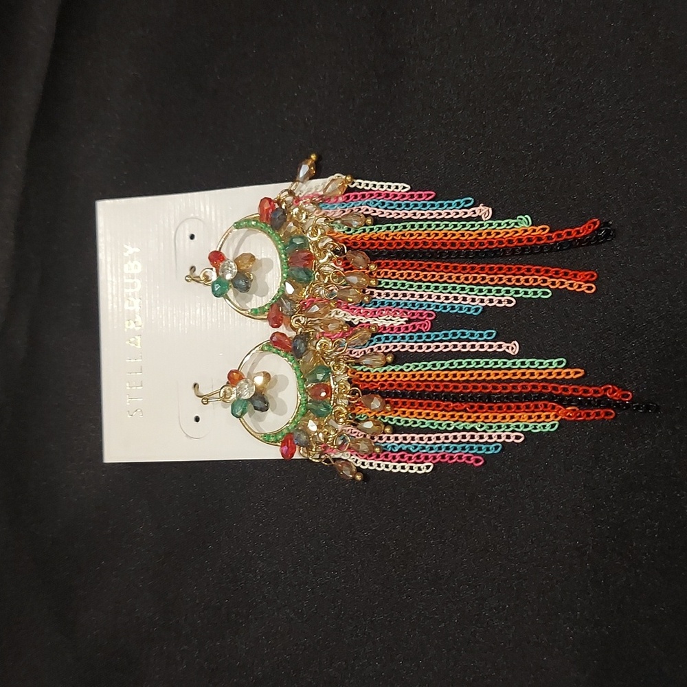 STELLA & RUBY CHANDELIER CHAIN EARRINGS - Picture 2 of 8